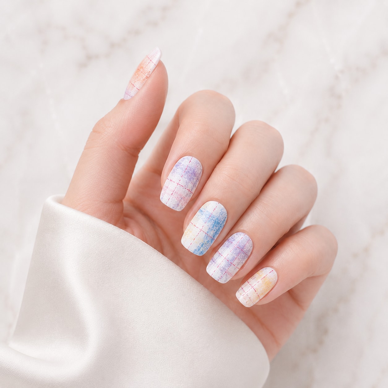Pastel Confetti Glitter Semi-Cured Gel Nail Strips - Wessiny product image 1