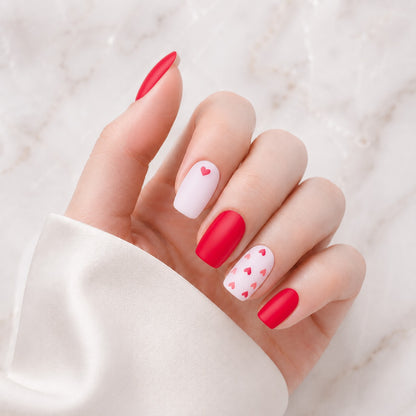 Hot Pink Heart Confetti Semi-Cured Gel Nail Strips - Wessiny product image 1