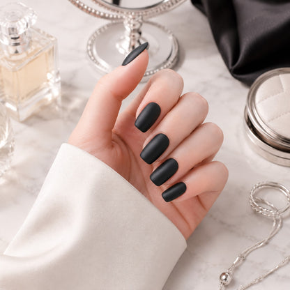 Charcoal Grey Solid Semi-Cured Gel Nail Strips - Wessiny product image 3
