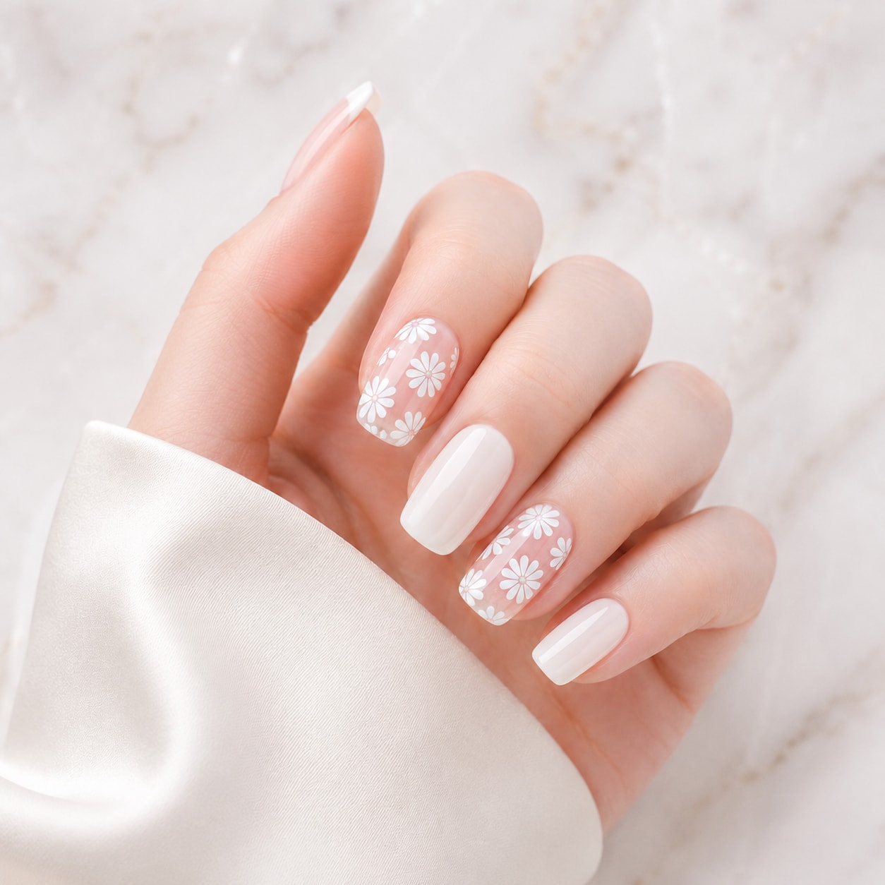 White Pink Glitter Accent Semi-Cured Gel Nail Strips - Wessiny product image 1