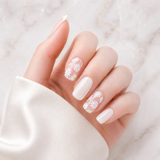 White Pink Glitter Accent Semi-Cured Gel Nail Strips - Wessiny product image 1
