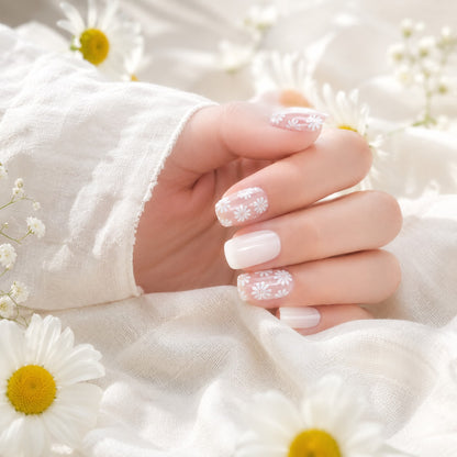 White Pink Glitter Accent Semi-Cured Gel Nail Strips - Wessiny product image 2