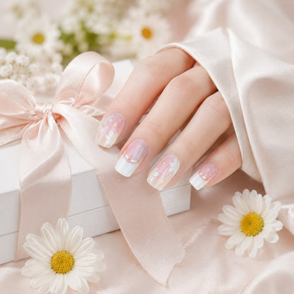 Nude White Glitter Accent Semi-Cured Gel Nail Strips - Wessiny product image 3
