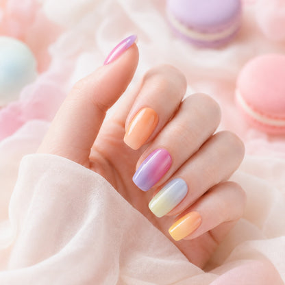 Pastel Rainbow Mix Semi-Cured Gel Nail Strips - Wessiny product image 2