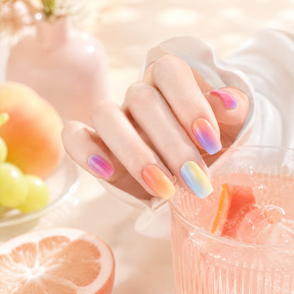 Pastel Rainbow Mix Semi-Cured Gel Nail Strips - Wessiny product image 3