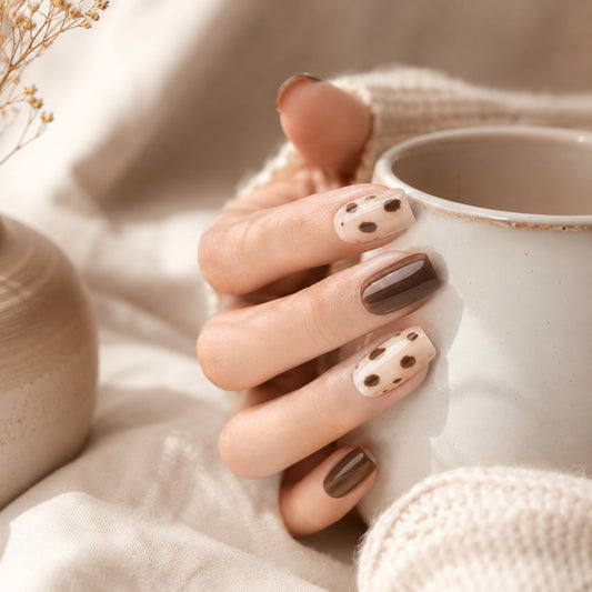 Chocolate Cow Print Accent Semi-Cured Gel Nail Strips - Wessiny product image 2