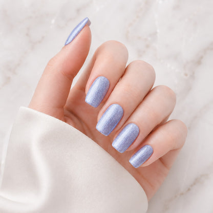 Periwinkle Blue Shimmer Semi-Cured Gel Nail Strips - Wessiny product image 1