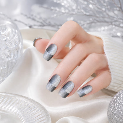 Silver Chrome Geometric Semi-Cured Gel Nail Strips - Wessiny product image 4