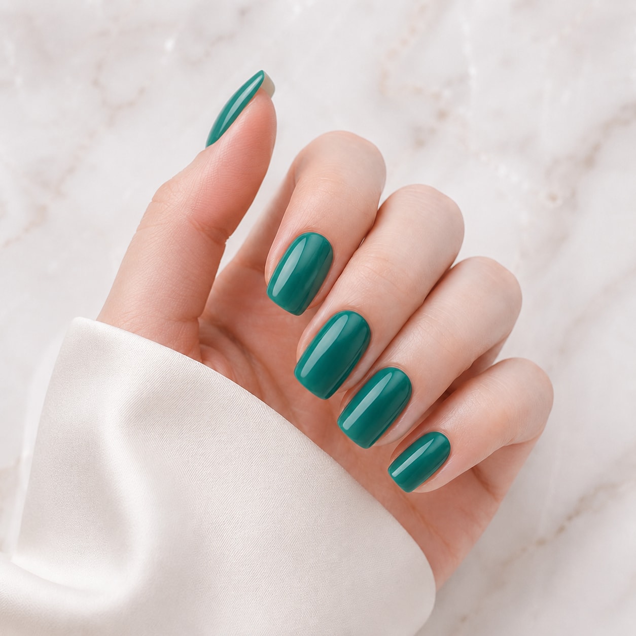 Teal Green Shimmer Semi-Cured Gel Nail Strips - Wessiny product image 1