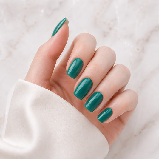 Teal Green Shimmer Semi-Cured Gel Nail Strips - Wessiny product image 1