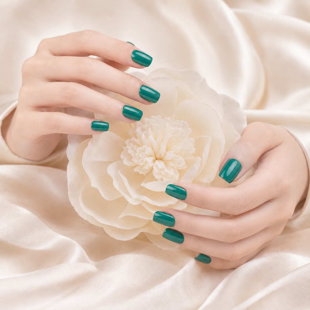 Teal Green Shimmer Semi-Cured Gel Nail Strips - Wessiny product image 3