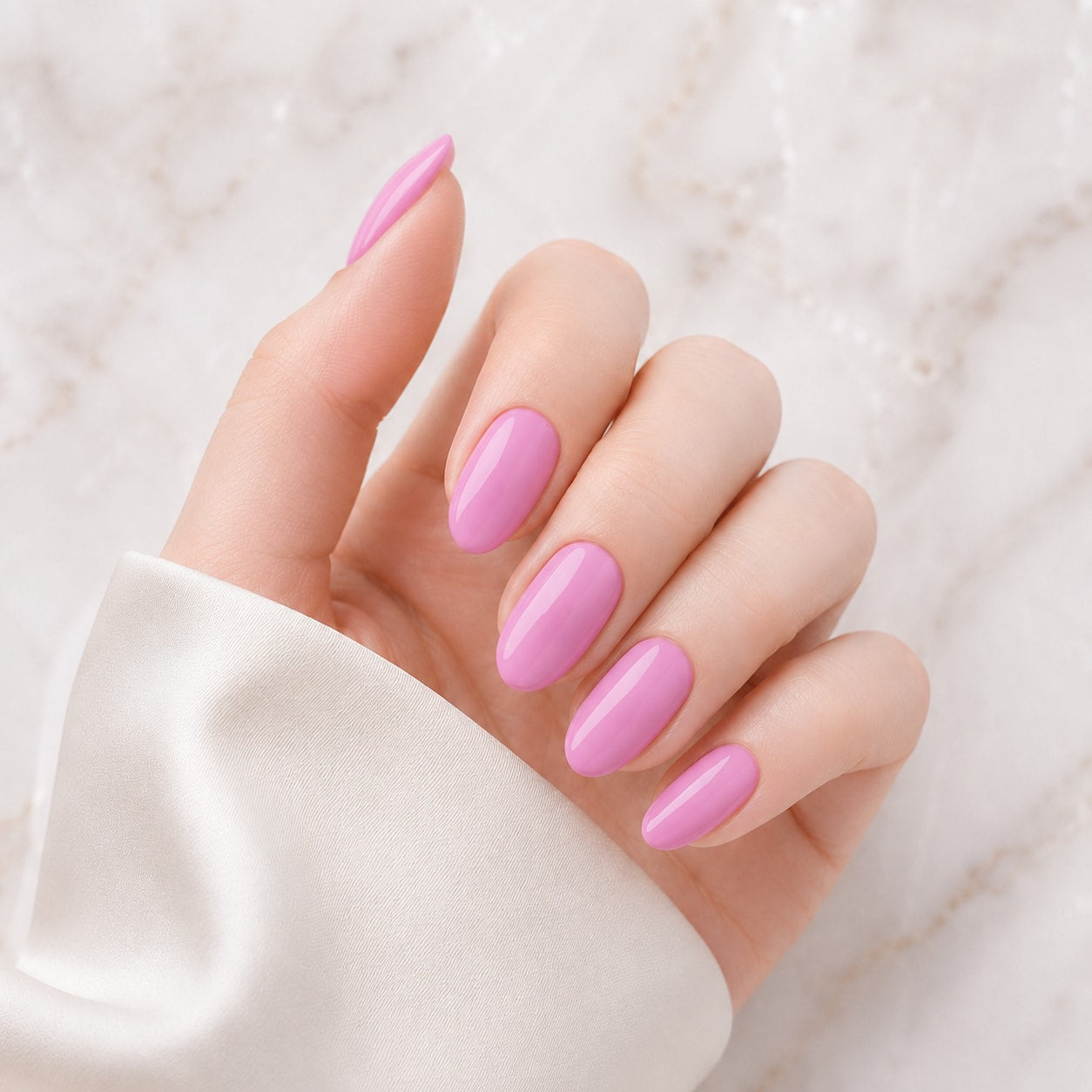 Bright Pink Gloss Semi-Cured Gel Nail Strips - Wessiny product image 1