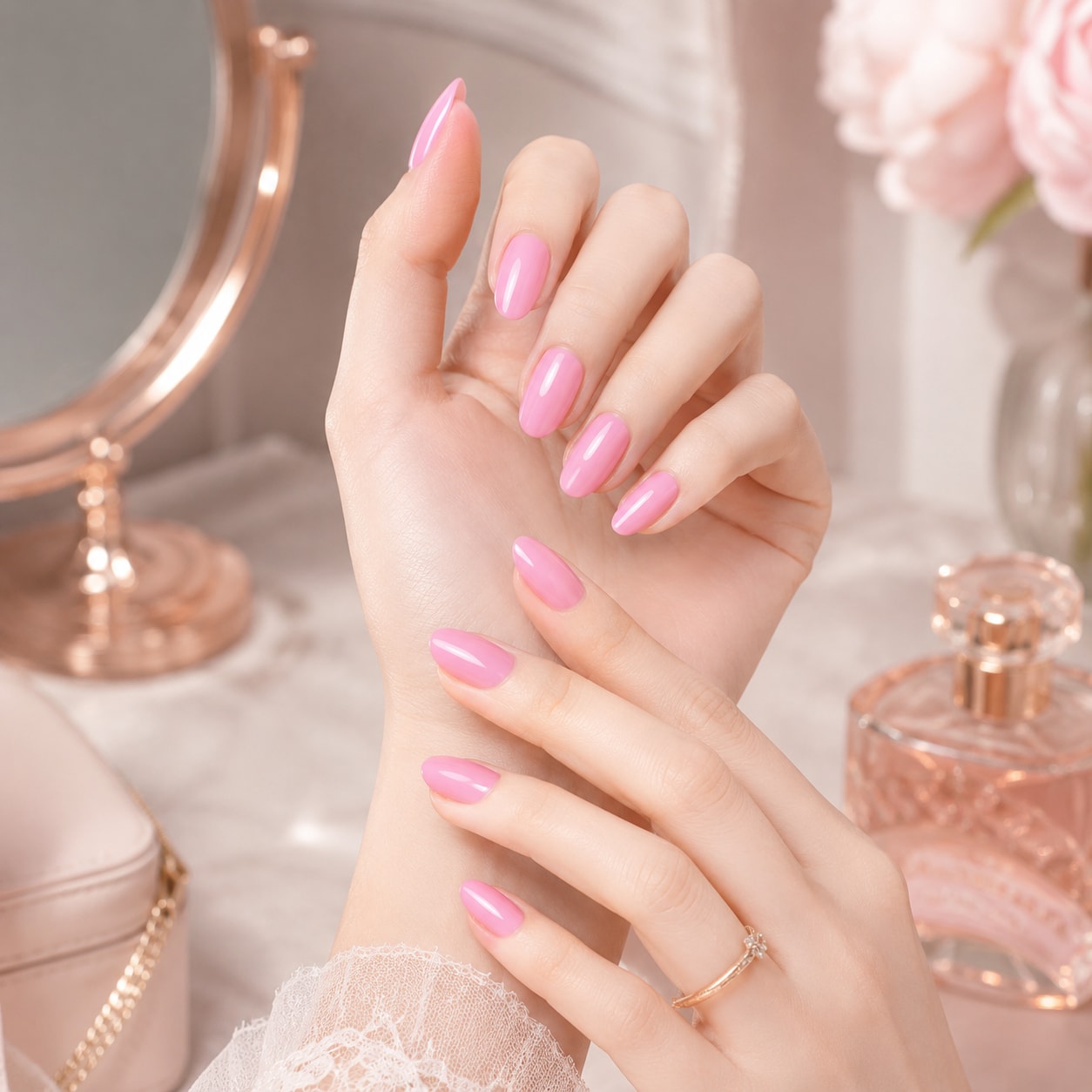 Bright Pink Gloss Semi-Cured Gel Nail Strips - Wessiny product image 4