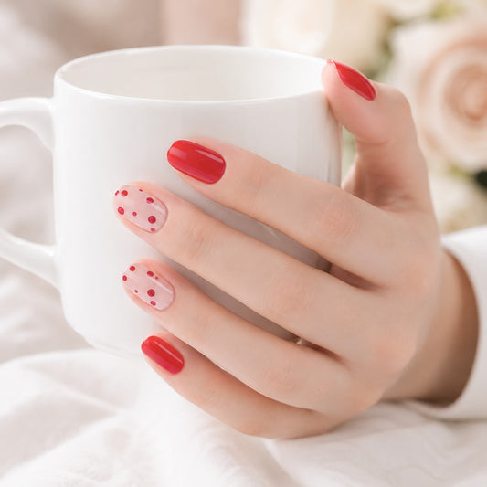 Red Heart Dot Accent Semi-Cured Gel Nail Strips - Wessiny product image 2
