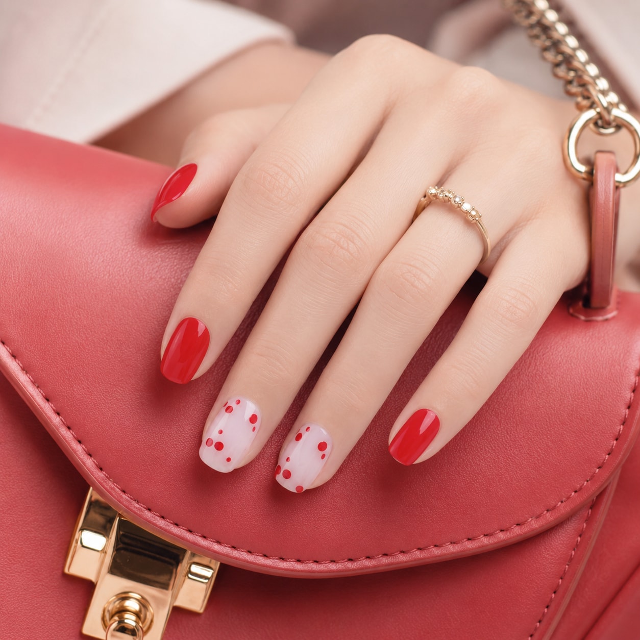 Red Heart Dot Accent Semi-Cured Gel Nail Strips - Wessiny product image 3
