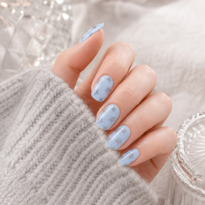 Sky Blue Floral Stone Semi-Cured Gel Nail Strips - Wessiny product image 3