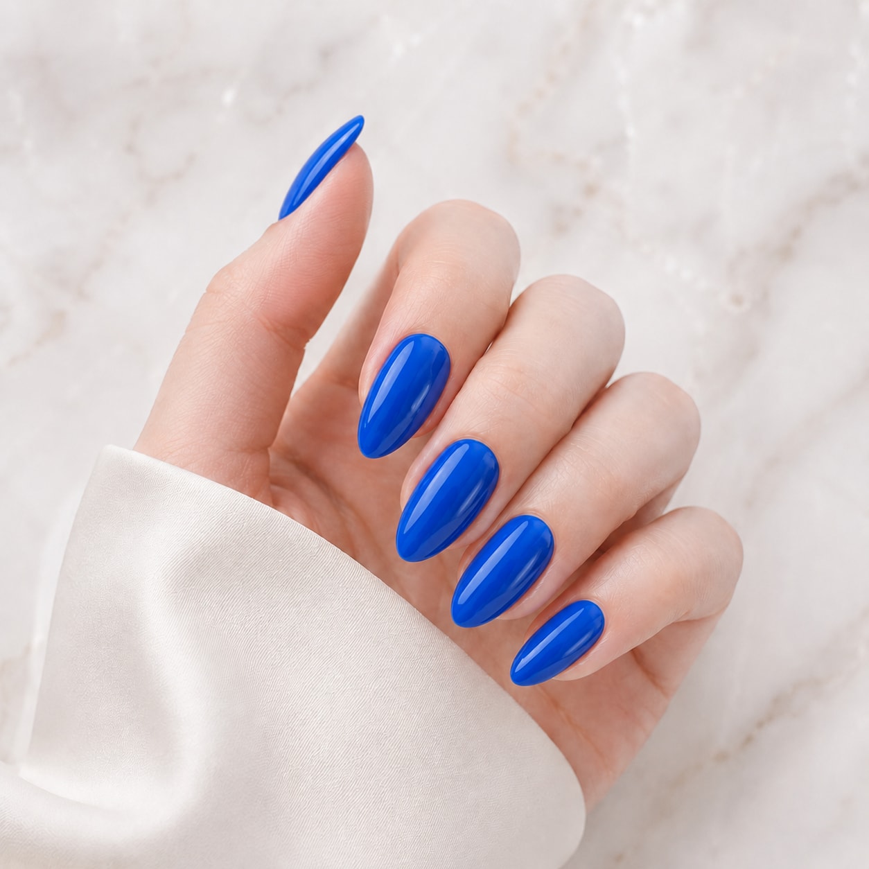 Cobalt Blue Gloss Semi-Cured Gel Nail Strips - Wessiny product image 1
