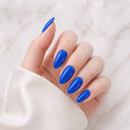 Cobalt Blue Gloss Semi-Cured Gel Nail Strips - Wessiny product image 1
