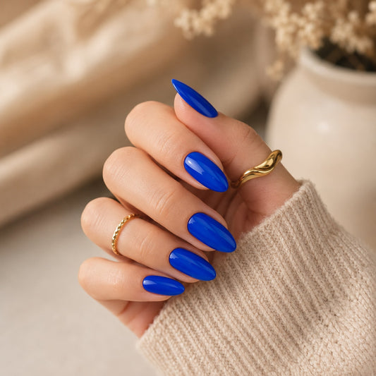 Cobalt Blue Gloss Semi-Cured Gel Nail Strips - Wessiny product image 2