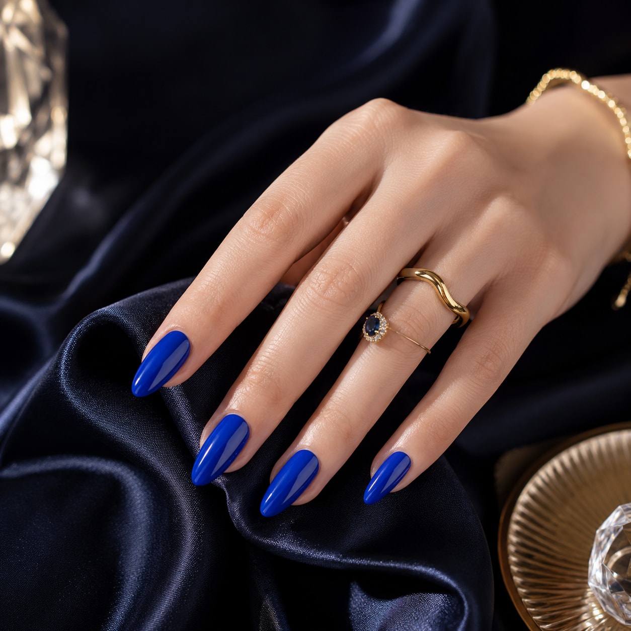 Cobalt Blue Gloss Semi-Cured Gel Nail Strips - Wessiny product image 3