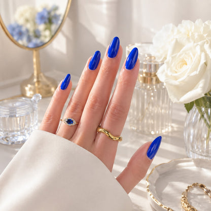Cobalt Blue Gloss Semi-Cured Gel Nail Strips - Wessiny product image 4