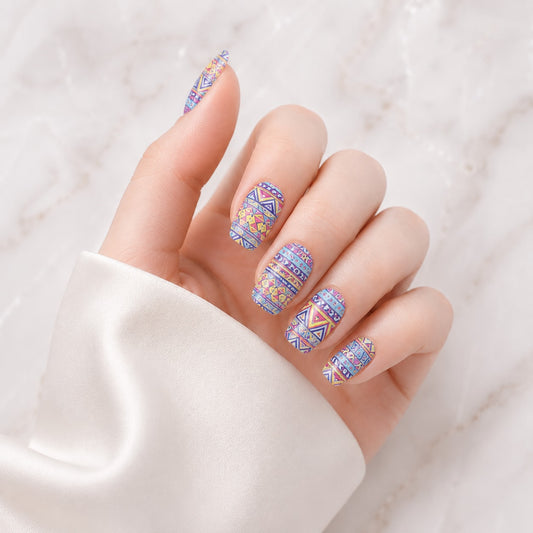 Blue Tweed Glitter Semi-Cured Gel Nail Strips - Wessiny product image 1