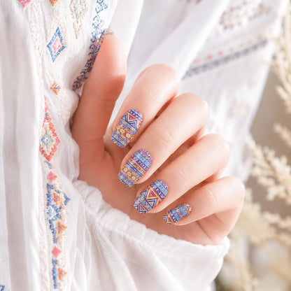 Blue Tweed Glitter Semi-Cured Gel Nail Strips - Wessiny product image 4