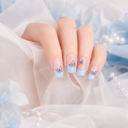 Pale Blue Charm Accent Semi-Cured Gel Nail Strips - Wessiny product image 4