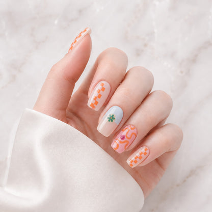 Peach Garden Confetti Semi-Cured Gel Nail Strips - Wessiny product image 1