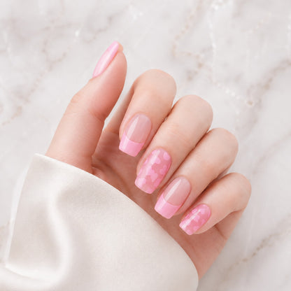 Pink Marble Gloss Semi-Cured Gel Nail Strips - Wessiny product image 1