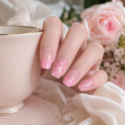 Pink Marble Gloss Semi-Cured Gel Nail Strips - Wessiny product image 2