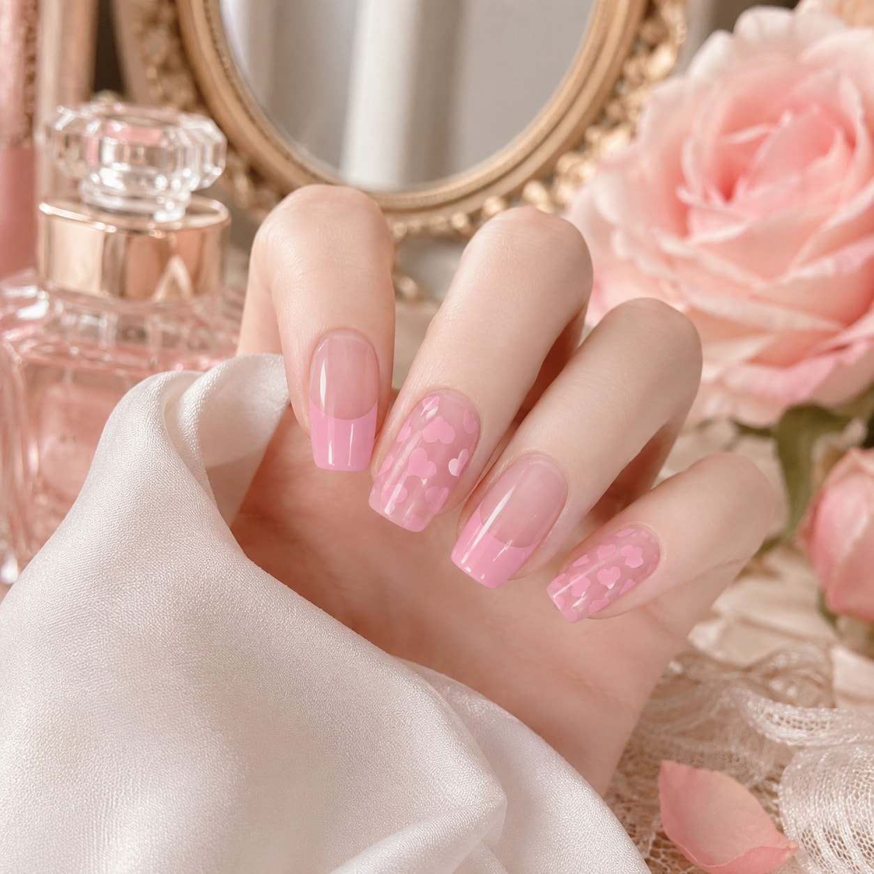 Pink Marble Gloss Semi-Cured Gel Nail Strips - Wessiny product image 3