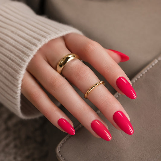 Hot Pink Gloss Semi-Cured Gel Nail Strips - Wessiny product image 2