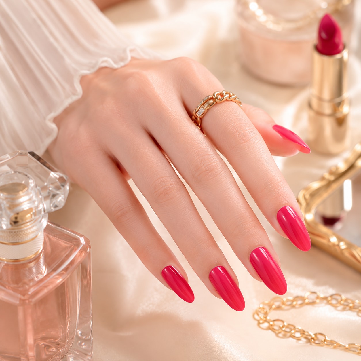 Hot Pink Gloss Semi-Cured Gel Nail Strips - Wessiny product image 3