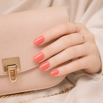 Coral Peach Gloss Semi-Cured Gel Nail Strips - Wessiny product image 3