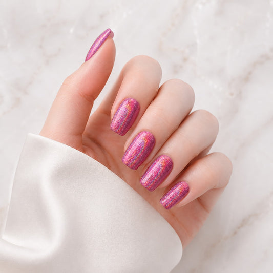Magenta Cat Eye Semi-Cured Gel Nail Strips - Wessiny product image 1