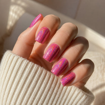Magenta Cat Eye Semi-Cured Gel Nail Strips - Wessiny product image 2