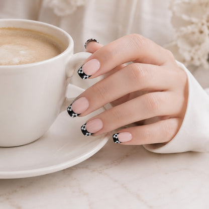 Black White Bow French Semi-Cured Gel Nail Strips - Wessiny product image 3