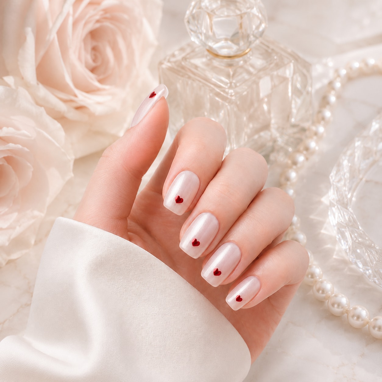 White Cherry Dot Semi-Cured Gel Nail Strips - Wessiny product image 3