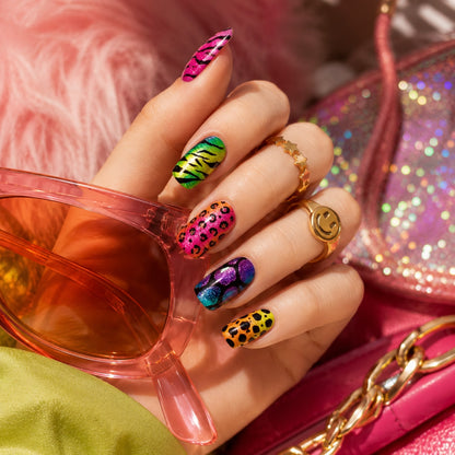 Neon Animal Print Mix Semi-Cured Gel Nail Strips - Wessiny product image 2