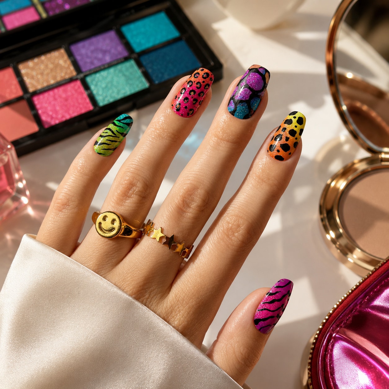 Neon Animal Print Mix Semi-Cured Gel Nail Strips - Wessiny product image 3