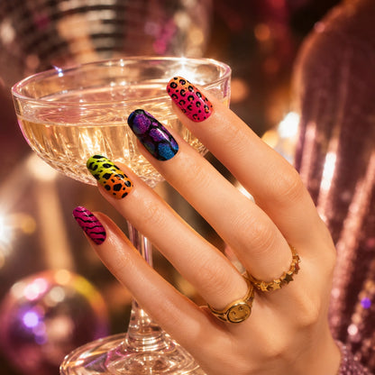 Neon Animal Print Mix Semi-Cured Gel Nail Strips - Wessiny product image 4